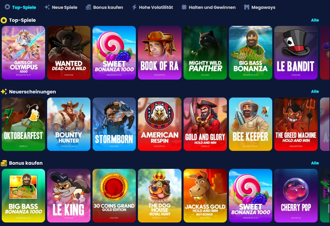 Volledige selectie van gokkasten bij RichGringo Casino