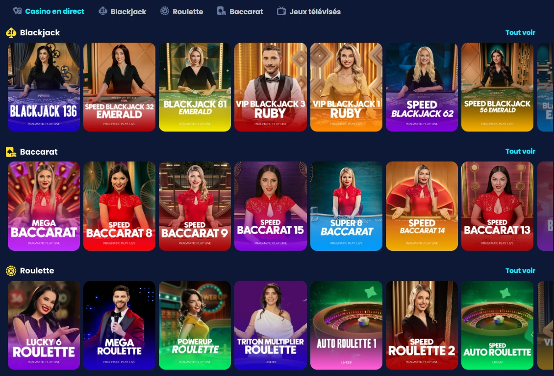 Guide des jeux de casino en direct chez RichGringo