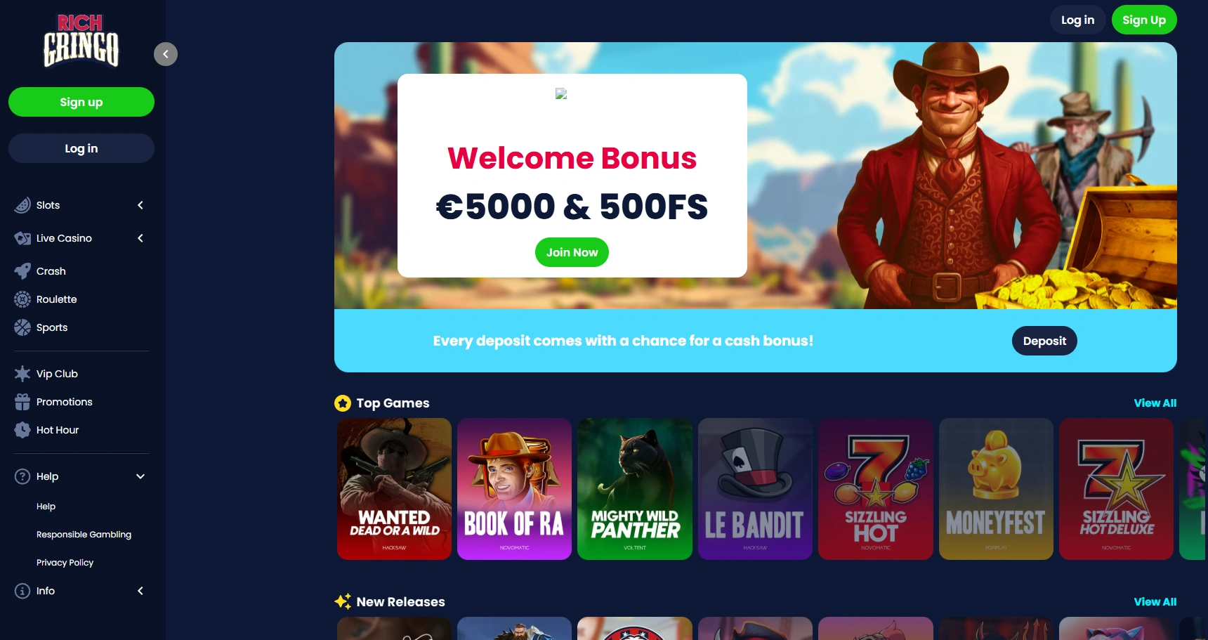 Compact overview of RichGringo main page