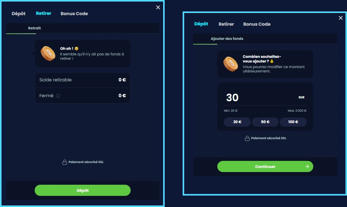 Informations sur les dépôts et retraits chez RichGringo Casino