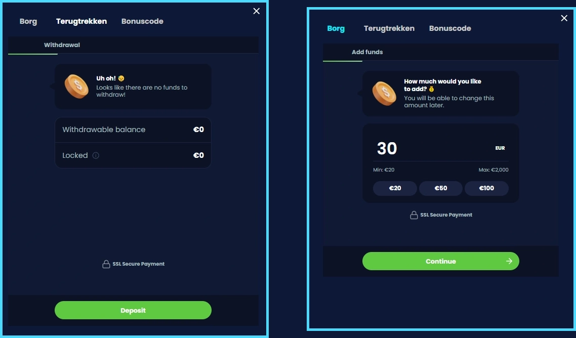 Verschillende uitbetalingsopties bij RichGringo