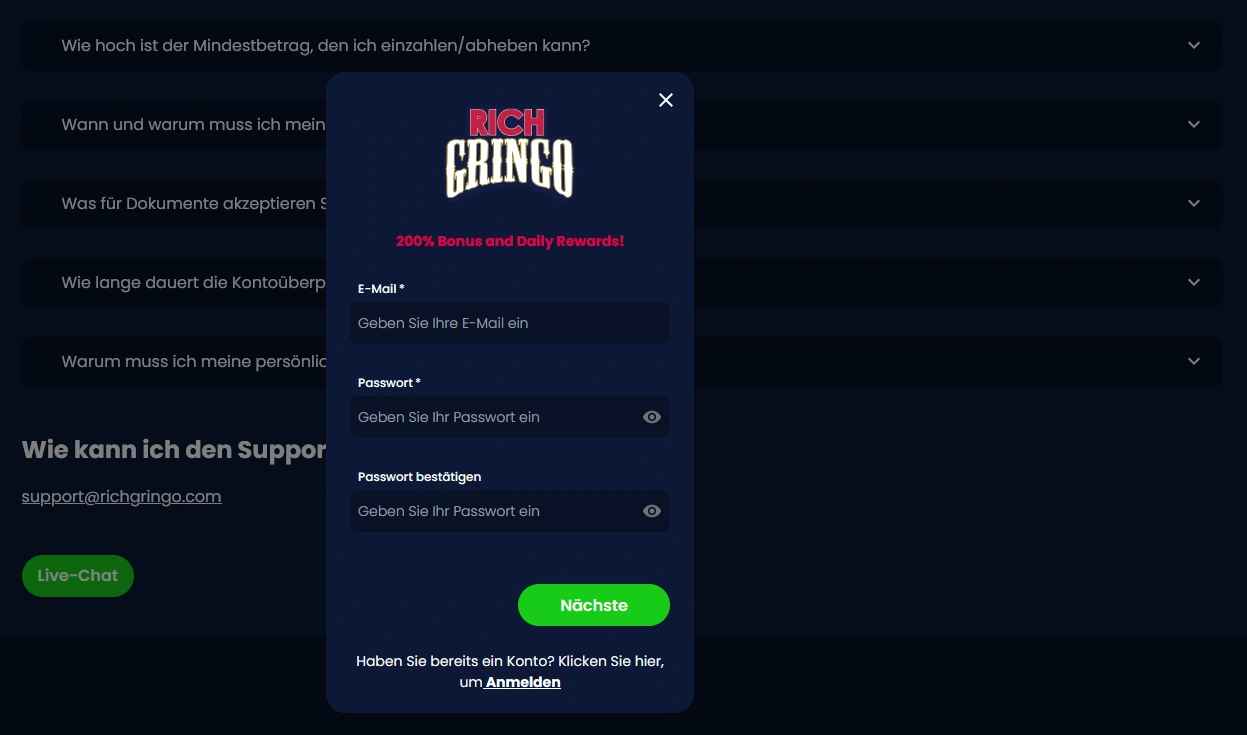 Auszahlungsquote bei RichGringo 