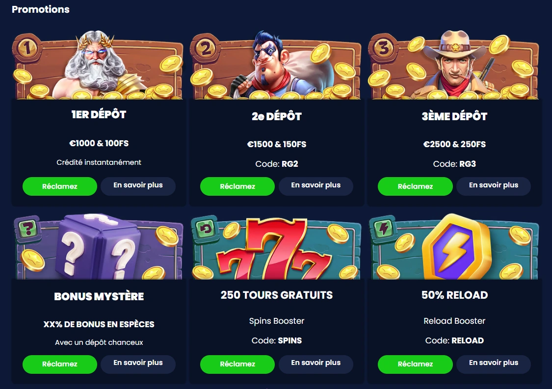 Offres de bonus et promotions au casino RichGringo